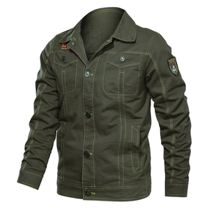 Men Military Workwear Jacket 100 Percent Cotton Canvas Casual Outdoor Utility Coat With Embroidered Patches Spring Autumn Fashion