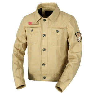 Veste militaire en coton sergé kaki pour homme avec badges brodés de style extérieur