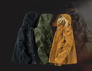 Parka invernali da uomo in cotone con spessa fodera in lana d'agnello in tre colori