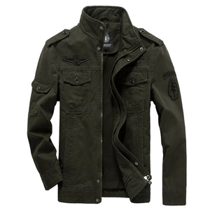 Men's Military Tactical Jacket 100% Pure Cotton Stand Collar Multi-pocket Airborne Embroidery Outdoor Casual Work Coat