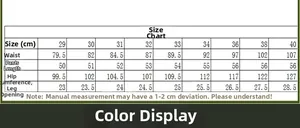 Detailed size chart for men's cargo shorts showing waist, length, hip, and leg opening data