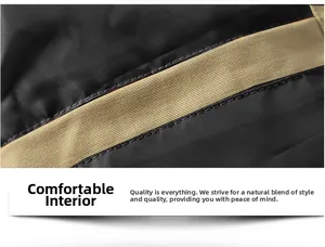 Detail of the comfortable interior lining with khaki and black fabric texture