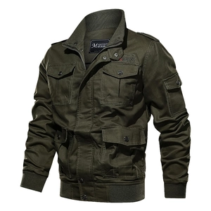 Men Cargo Jacket Pure Cotton Multi Pocket Military Style Jacket Loose Casual Outdoor Outerwear For Plus Size Men Spring Autumn