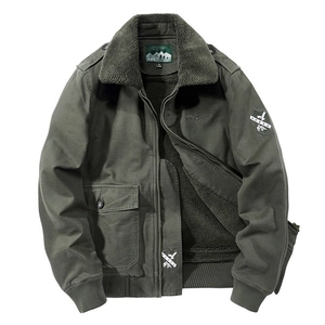 Herren Winter Bomberjacke Fleece Gefüttert Verdickt Militär Arbeitsjacke Mit Lammwollkragen Warme Baumwolle Oberbekleidung