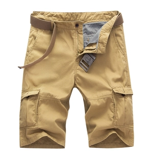 Men Cotton Cargo Shorts With Belt Multi Pocket Casual Loose Workwear Military Tactical Shorts Summer Outdoor Bottoms