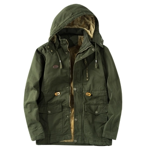 Parka da Uomo Invernale in Cotone con Fodera in Poliestere Cappuccio Spessa Giacca Calda Militare Outdoor Casual Workwear