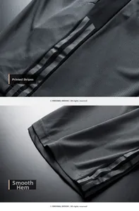 Detail of breathable mesh fabric on men's sport shorts with striped prints and flat stitching