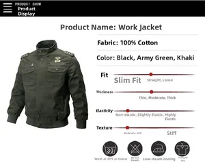 Détail d'une veste militaire en coton vert armée avec écusson U.S. ARMY et poches cargo
