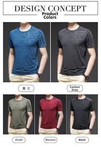 Men's ice silk t-shirt color selection showing five breathable athletic sport mesh shirts