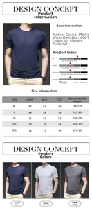 Detailed size chart for men's quick-dry ice silk T-shirt showing M to 3XL dimensions