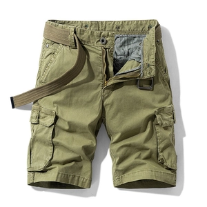 Men Classic Cargo Shorts With Belt Cotton Spandex Multi Pocket Elastic Casual Daily Outdoor Military Style Summer Bottoms