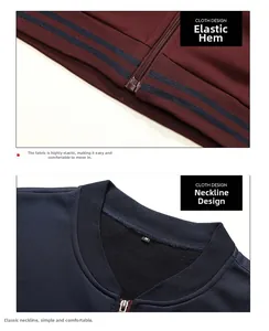 Detail of elastic ribbed cuffs and neckline on a men's zip-up sports jacket