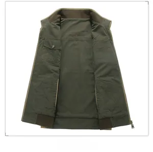 Detail of army green tactical vest featuring zipper closure and Vogue Sport embroidery