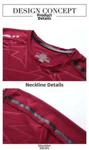 Detail view of burgundy mesh t-shirt featuring stars pattern and reflective collar strips