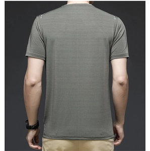 Close-up of the grey-green ice silk fabric with fine stripes and reflective shoulder details