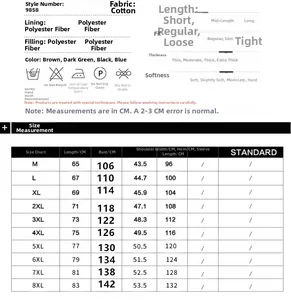 Detailed size chart for men's hooded fleece vest including chest and length measurements