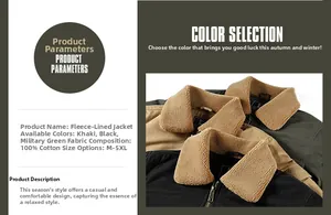 Detail showing the thick fleece lining and durable cotton texture in three colors