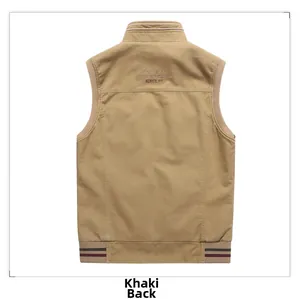 Vista posteriore dettagliata del gilet kaki con ricamo Vogue Sport e bordi a coste