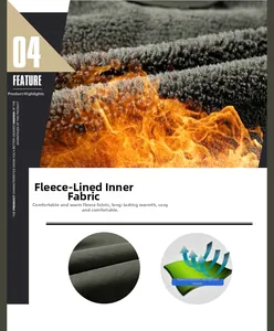 Detailed view of thick fleece lining and windproof fabric for thermal winter jacket