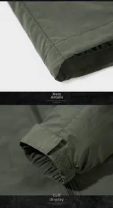Detail of waterproof jacket featuring adjustable velcro cuffs and smooth straight hemline