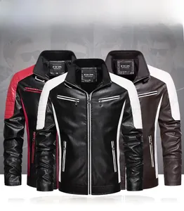 Détail de vestes de motard bicolores avec épaules matelassées et poches zippées