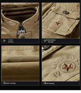 Detailed views of khaki workwear vest featuring fleece lining and star embroidery accents