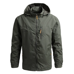 Men's Outdoor Hooded Windbreaker Jacket Casual Hiking Coat Lightweight Breathable Windproof Outerwear With Zipper Pockets Spring Autumn Outerwear