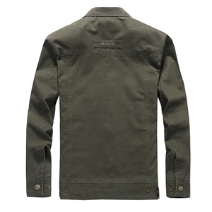 Veste décontractée pour homme vert olive avec écusson mode au dos et tissu coton robuste