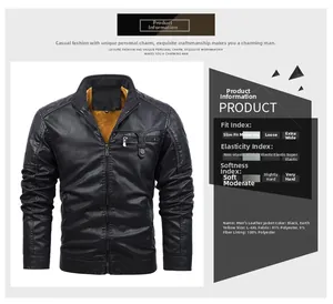 Detail of black stand-collar PU jacket with warm yellow fleece lining and zip pockets