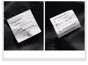 Détail de l'étiquette d'entretien avec composition textile et conseils de lavage