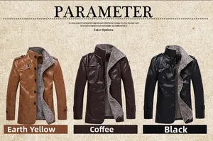 Detailed comparison of three colors for men's fleece-lined faux leather jackets