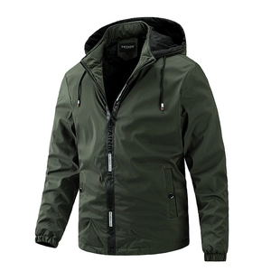 Men's Hooded Windbreaker Jacket Casual Contrast Lining Color Block Outerwear Long Sleeve Zip Up Coat Autumn Winter Fashion Male Jacket