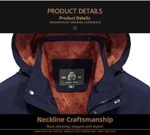 Detail of windproof collar with orange fleece lining and adjustable drawstring on jacket