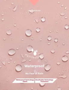Macro shot of pink waterproof fabric showing advanced water-repellent lotus leaf effect