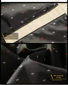 Macro detail of inner jacket pocket with fishbone pattern lining and fine stitching