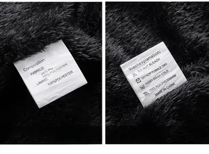 Vue détaillée de l'étiquette d'entretien de la veste avec 45% PU et 55% de polyester