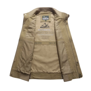 Gilet de pêche extérieur avec doublure imprimée vintage et tissu de couleur kaki