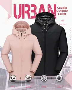 Waterproof outdoor hooded jacket for couples featuring breathable windproof fabric technology
