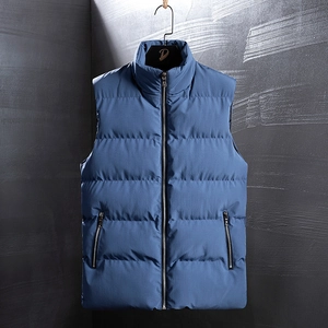 Gilet Rembourré pour Hommes Col Montant Veste sans Manches Matelassée Gilet d'Hiver Chaud Vêtements d'Extérieur Zippés