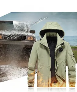 Detail view of the warm black flannel lining inside this men's outdoor tactical jacket