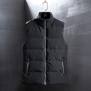 Gilet matelassé noir pour homme, épais pour l'hiver, avec col montant et fermeture éclair