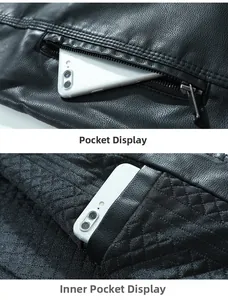 Détail de la poche zippée extérieure et de la poche intérieure matelassée en cuir