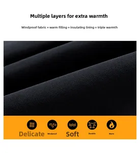 Detail showing windproof fabric and triple-layered thermal insulation structure of the vest