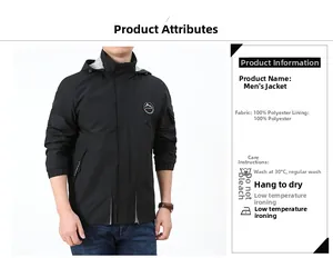 Détails du coupe-vent noir pour homme avec 100% polyester et conseils d'entretien