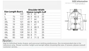 Tableau des tailles pour veste homme avec mesures de poitrine, longueur et des épaules