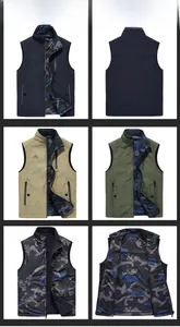 Détails des gilets d'extérieur en bleu, kaki, vert et camouflage présentés en grille