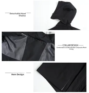 Détails de la capuche amovible et de la doublure en maille respirante pour veste