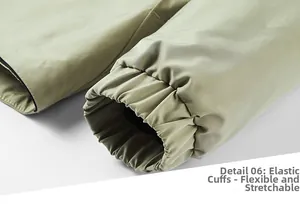 Close-up of military green elastic cuffs on a tactical fleece jacket with fine stitching