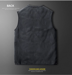 Detailed back view of men's thermal fleece vest showing black hem and premium texture