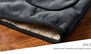 Close-up of elastic hem with warm sherpa fleece lining on men's winter vest